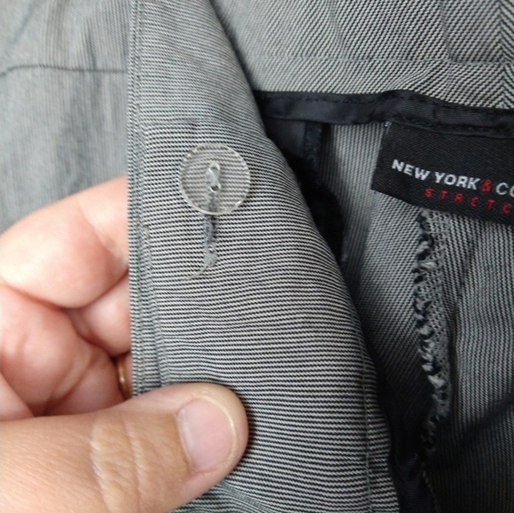 NEW York and company stretch black white pinstripes flat front pants. Size 14P - Picture 7 of 11